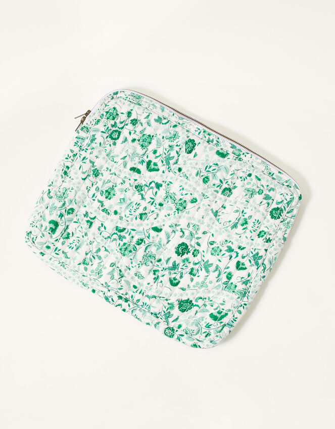 Floral Print Quilted Laptop Case, , large