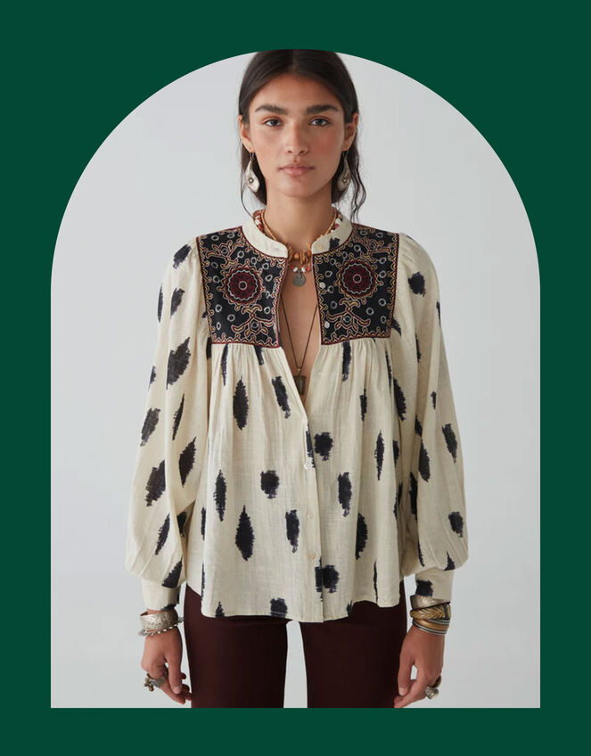 Maison Hotel Embroidered Blouse, Ivory (IVORY), large