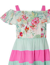 Bettie Floral Colour-Block Dress, Blue (TURQUOISE), large