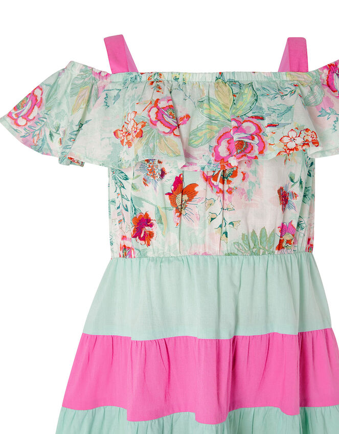 Bettie Floral Colour-Block Dress, Blue (TURQUOISE), large