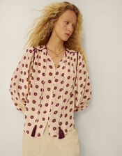 Saira Floral Print Blouse, Ivory (IVORY), large