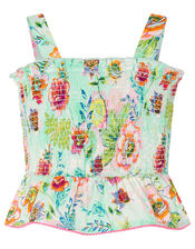 Bessie Floral Vest and Shorts Set, Blue (BLUE), large