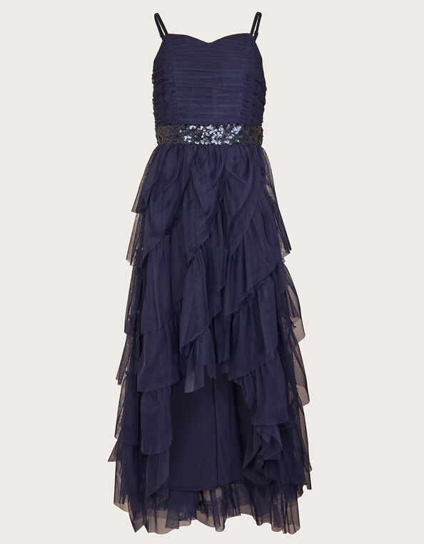 Zenaya Ruffle Prom Dress, Blue (NAVY), large
