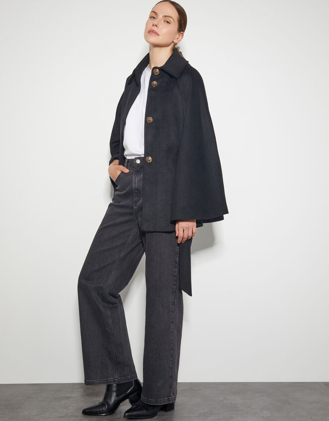 Cecily Military Cape Coat Black Women's Coats Monsoon US.