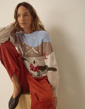Selah Ski Scene Crew Neck Jumper, Blue (PALE BLUE), large