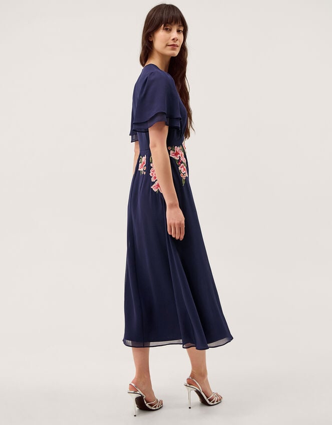 Coraline Floral Embroidered Midi Dress, Blue (NAVY), large
