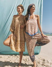 Ari Bardot Floral Midi Dress, Yellow (MUSTARD), large