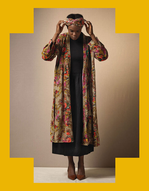 One Hundred Stars Print Velvet Duster, , large