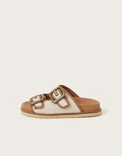 Wendy Double Strap Buckle Sandals, Natural (NATURAL), large