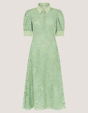 Bridget Puff Sleeve Lace Midi Dress, Green (MINT), large