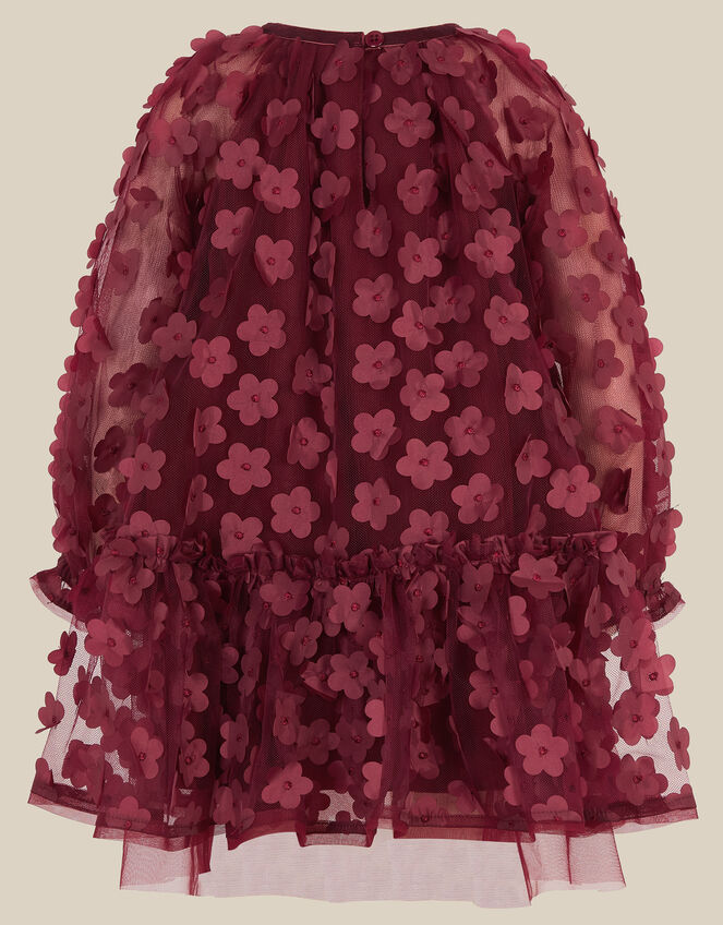 Baby Nayla 3D Flower Party Dress, Red (BURGUNDY), large