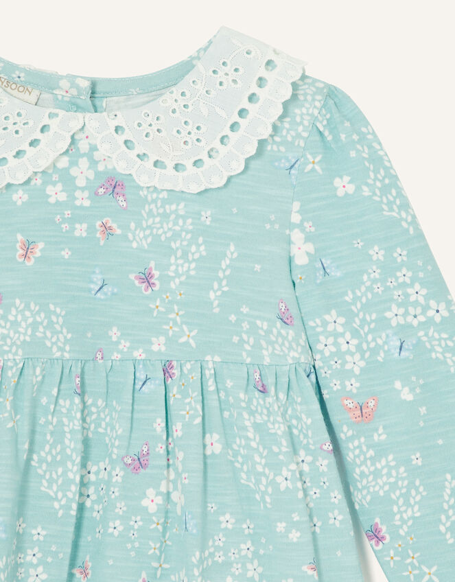Baby Lace Collar Butterfly Print Dress, Blue (BLUE), large