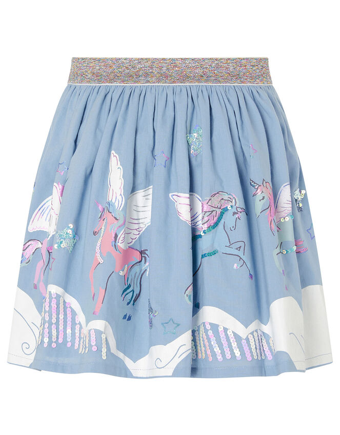 Sequin Cloud Unicorn Skirt, Blue (BLUE), large