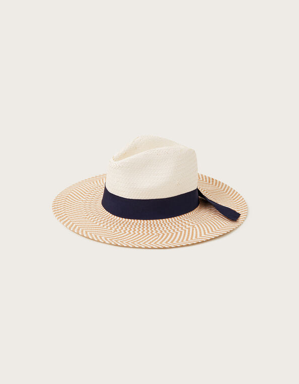 Band Bow Trim Geometric Fedora Hat, , large