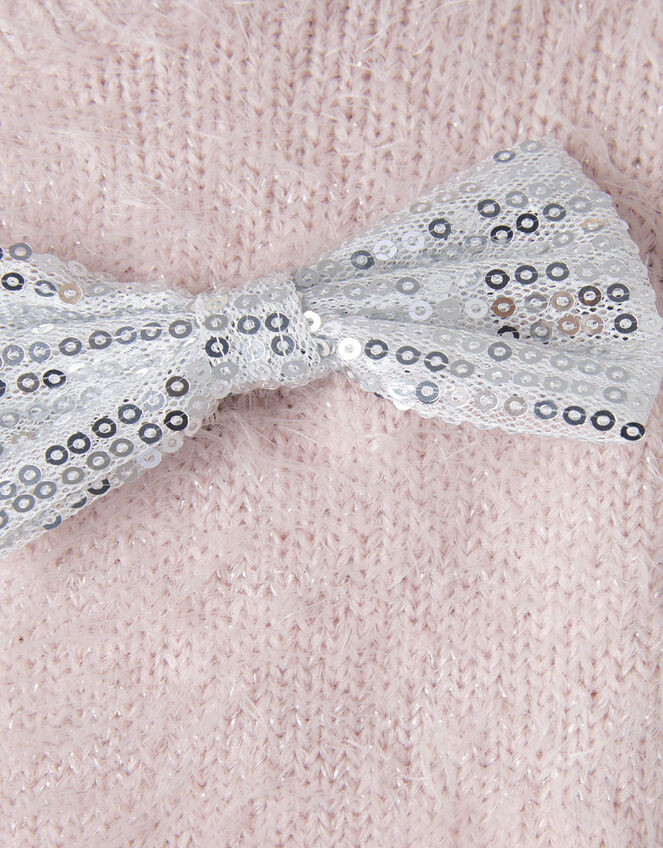 Sequin Bow Fluffy Bolero, Pink (PALE PINK), large