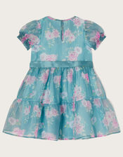 Printed Organza Dress, Blue (BLUE), large
