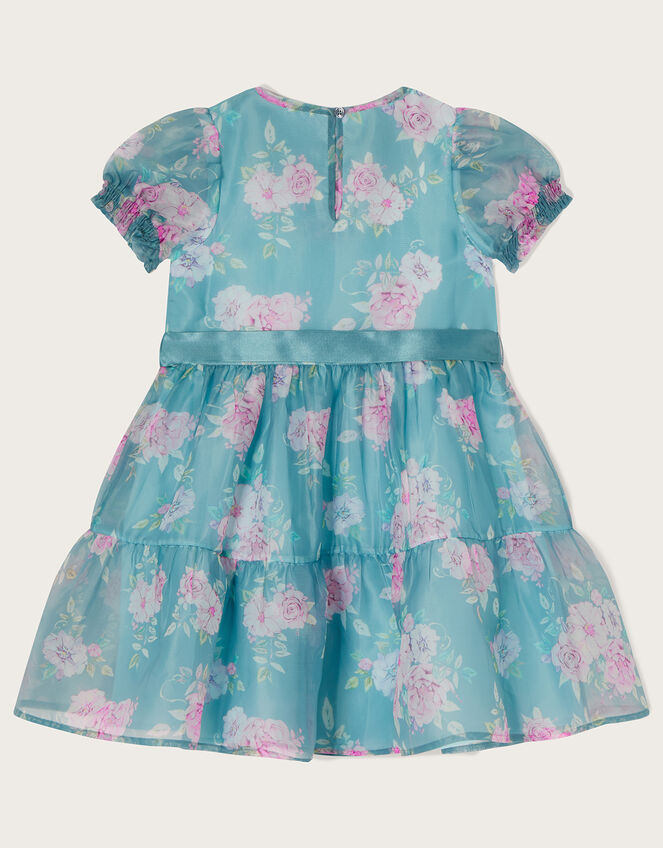 Printed Organza Dress, Blue (BLUE), large