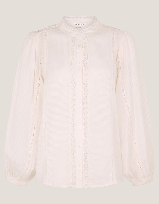 Sara Lace Trim Blouse, Ivory (IVORY), large