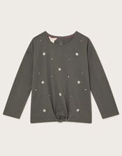 Embellished Long Sleeve Top, Grey (GREY), large