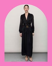 Tallulah and Hope Long Length Satin Maxi Dress, Black (BLACK), large