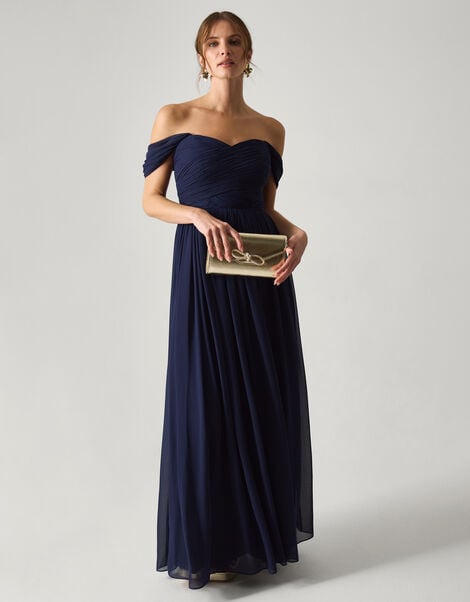 Evelyn Bardot Bridesmaid Dress, Blue (NAVY), large