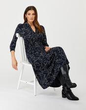 Reema Tiger Print Jersey Shirt Dress, Blue (NAVY), large