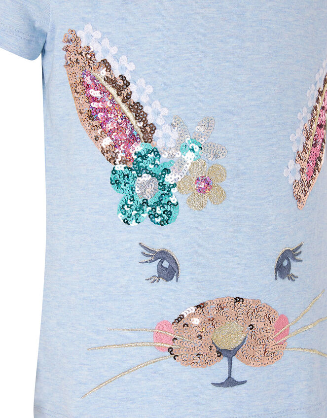 Sequin Bunny T-Shirt, Blue (BLUE), large