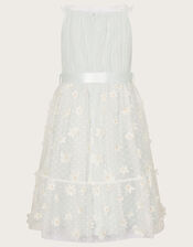 Polka Dot Daisy Tiered Dress, Blue (BLUE), large