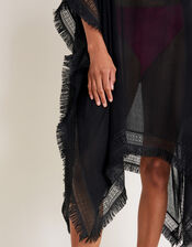 Fringe Trim Poncho, , large