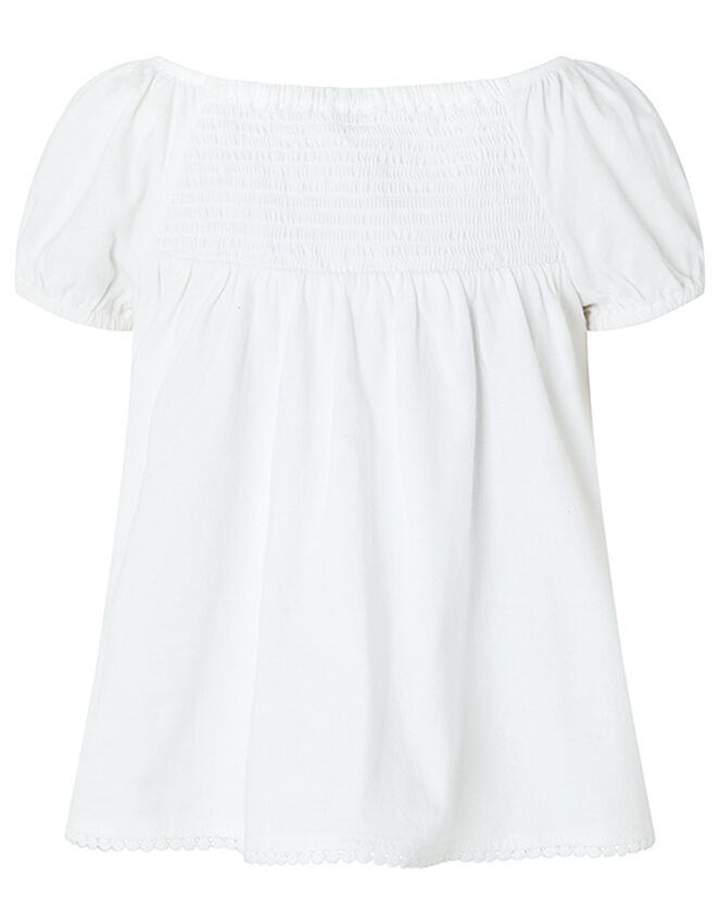 Peri Pom-Pom Top in Organic Cotton, Ivory (IVORY), large