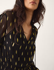 La Galeria Elefante Cowgirl Shimmer Midi Dress, Black (BLACK GOLD), large