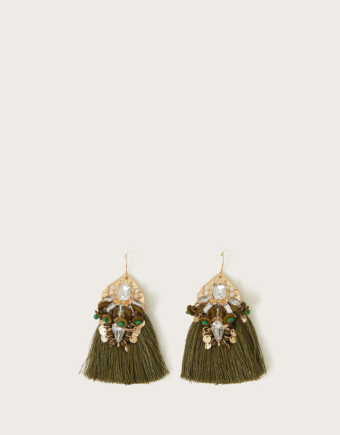Beaded Fringe Earrings, , large