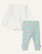 Newborn Floral Top and Leggings Set, Blue (BLUE), large