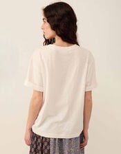 East Florence Floral Embroidered T-shirt, Ivory (IVORY), large