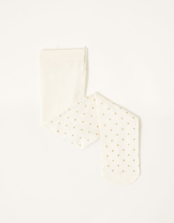 Baby 40 Denier Glitter Spot Tights, Gold (GOLD), large