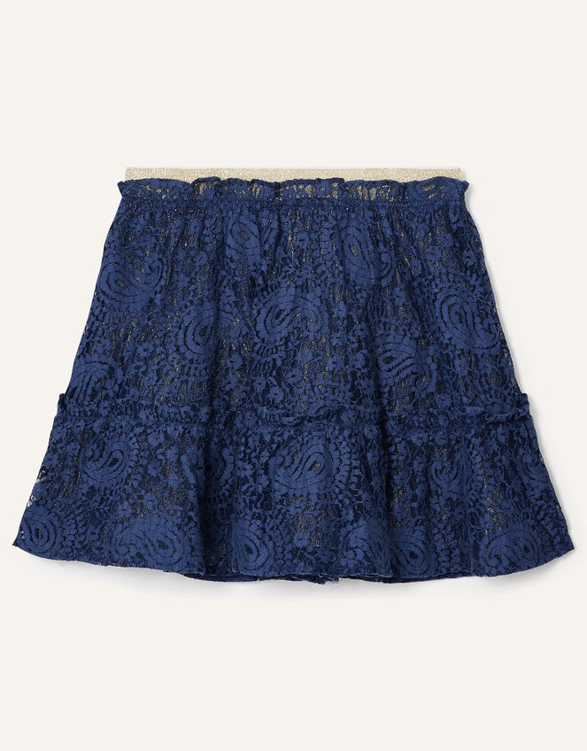 Lace Top and Skirt Set, Blue (NAVY), large