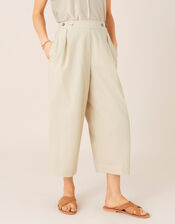 Cropped Trousers in Linen Blend, Natural (NATURAL), large