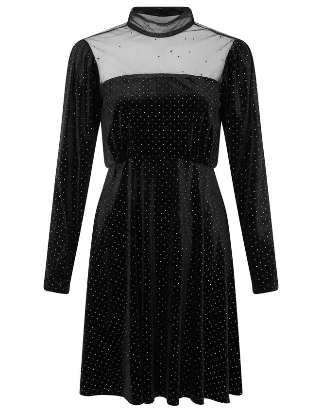 Mia Heat-Seal Gem Short Dress, Black (BLACK), large