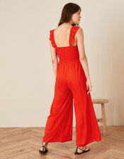 Ruffle Strap Wide Leg Jumpsuit, Orange (ORANGE), large