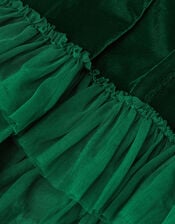 Alexandra Velvet Ruffle Party Dress, Green (GREEN), large