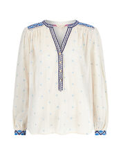 East Aria Embroidered Crinkle Blouse, Ivory (IVORY), large