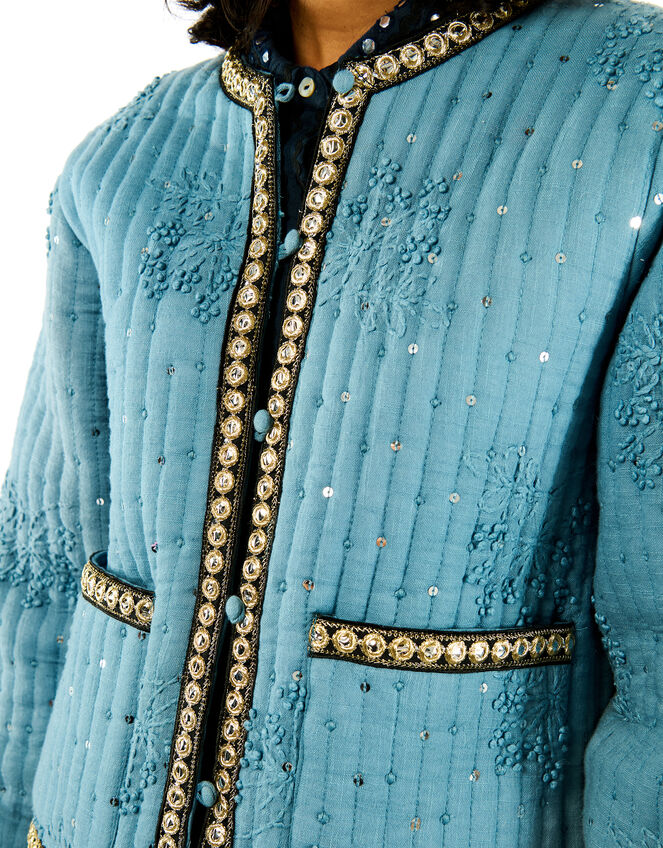 Wild Valentin Embellished Quilted Jacket, Blue (BLUE), large