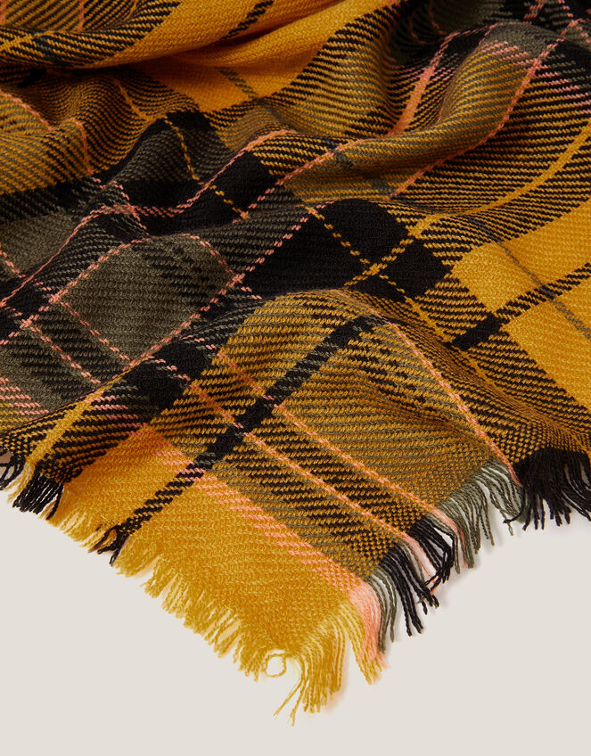 Sarah Check Scarf, Yellow (YELLOW), large
