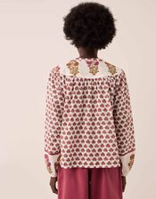 East Karmen Woodblock Print Blouse, Pink (PINK), large