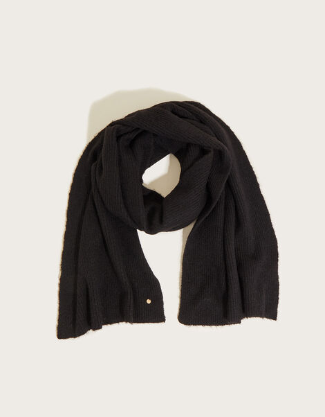 Super Soft Knit Scarf with Recycled Polyester Black, Black (BLACK), large