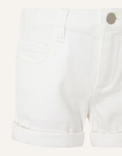 Denim Shorts, White (WHITE), large