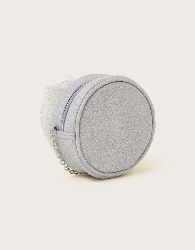 Ruffle Round Crossbody Bag in Grey