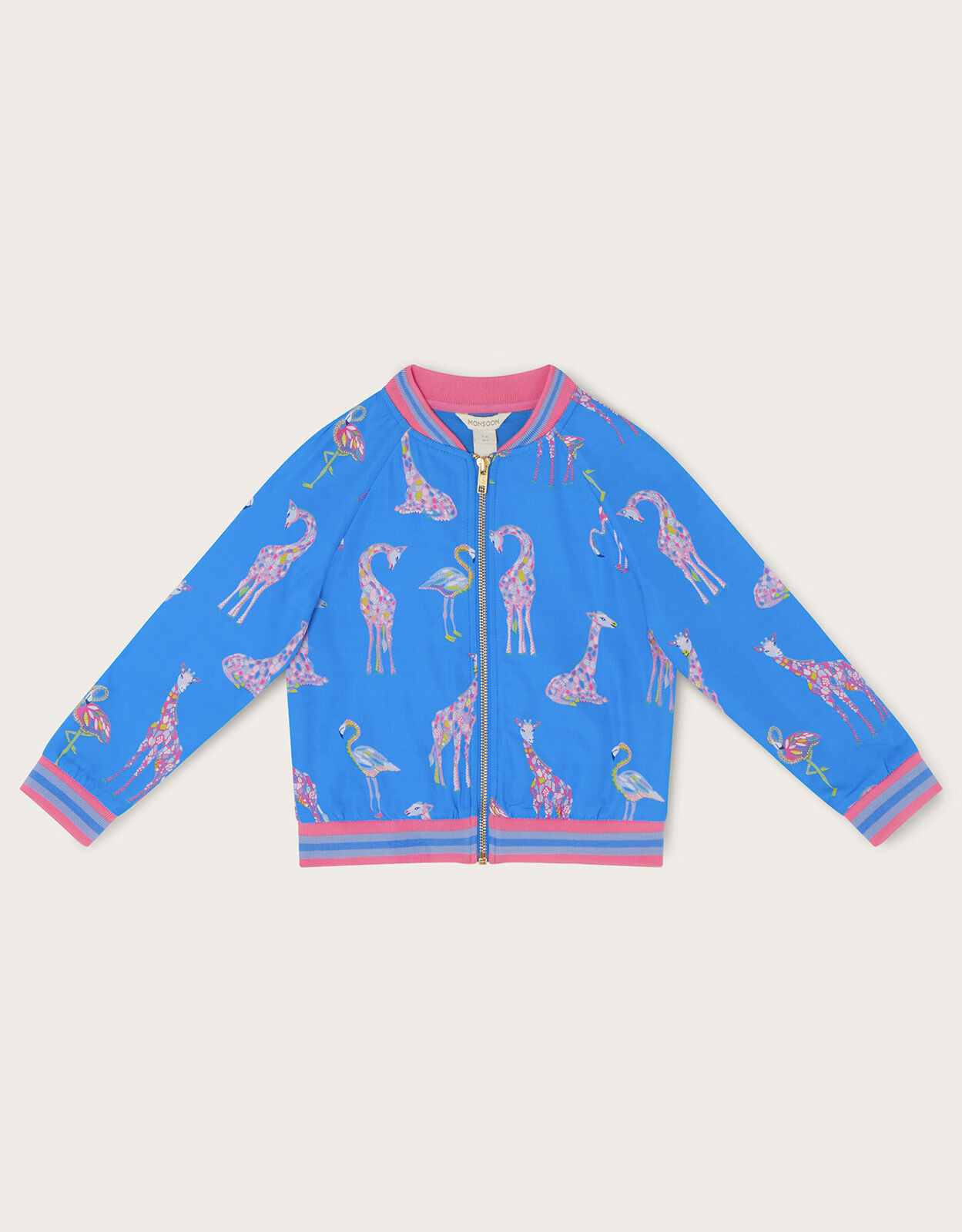 Giraffe and Flamingo Bomber Jacket WWF UK Collaboration Blue