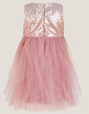 Baby Simone Sequin Tulle Ruffle Dress, Pink (DUSKY PINK), large