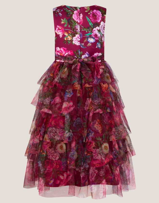 Christina Floral Tiered Party Dress, Red (RED), large